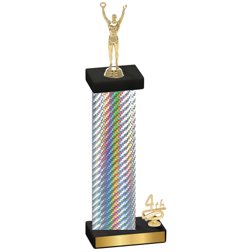 Accented Single Silver Carbon Fiber Fourth Place Victory Trophy