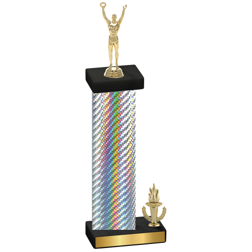 Accented Single Silver Carbon Fiber Victory Victory Trophy