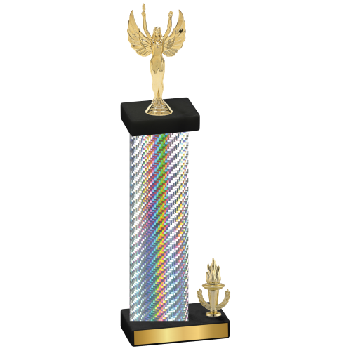 Accented Single Silver Carbon Fiber Victory Victory Trophy