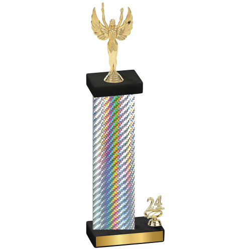 Accented Single Silver Carbon Fiber Year Victory Trophy