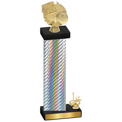 Accented Single Silver Carbon Fiber First Place Basketball Trophy