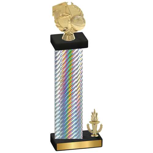 Accented Single Silver Carbon Fiber Victory Basketball Trophy
