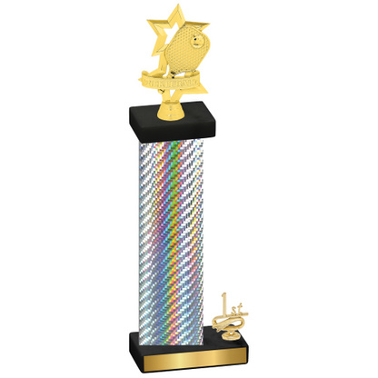 Accented Single Silver Carbon Fiber First Place Pickleball Trophy