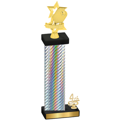 Accented Single Silver Carbon Fiber Fourth Place Pickleball Trophy