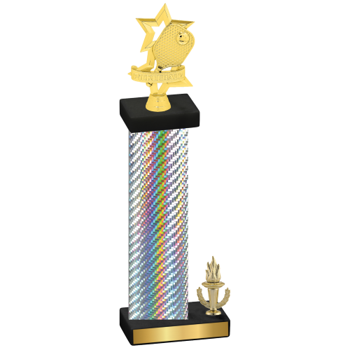 Accented Single Silver Carbon Fiber Victory Pickleball Trophy