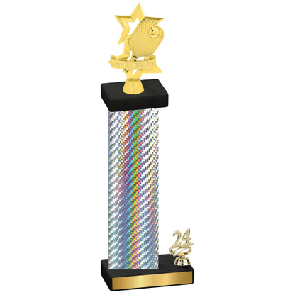 Accented Single Silver Carbon Fiber Year Pickleball Trophy