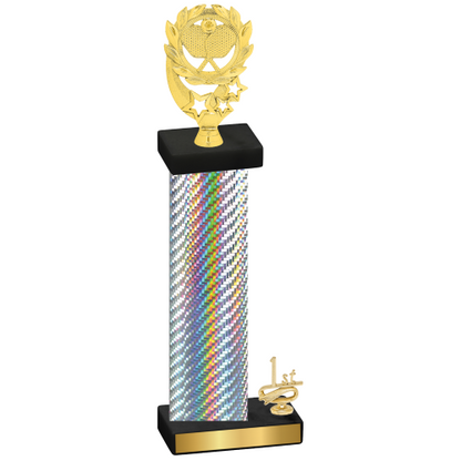 Accented Single Silver Carbon Fiber First Place Pickleball Trophy