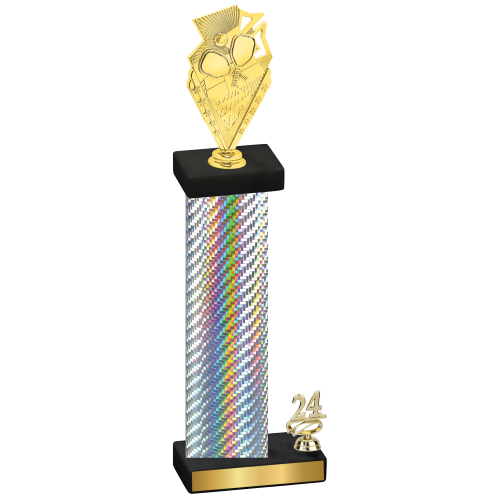 Accented Single Silver Carbon Fiber Year Pickleball Trophy