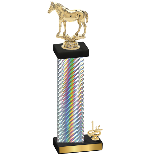 Accented Single Silver Carbon Fiber First Place Horses Trophy