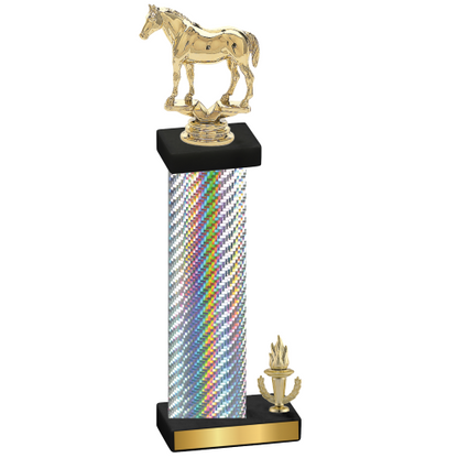 Accented Single Silver Carbon Fiber Victory Horses Trophy