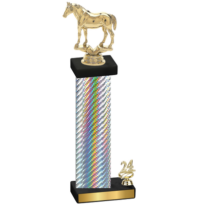 Accented Single Silver Carbon Fiber Year Horses Trophy