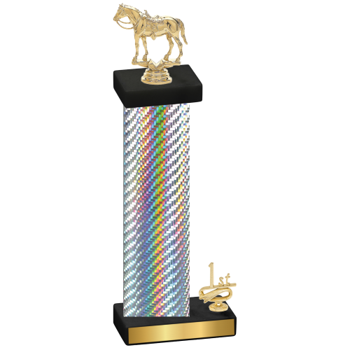 Accented Single Silver Carbon Fiber First Place Horses Trophy