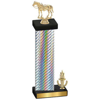 Accented Single Silver Carbon Fiber Victory Horses Trophy