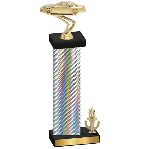 Accented Single Silver Carbon Fiber Victory Cars Trophy