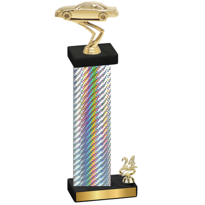 Accented Single Silver Carbon Fiber Year Cars Trophy