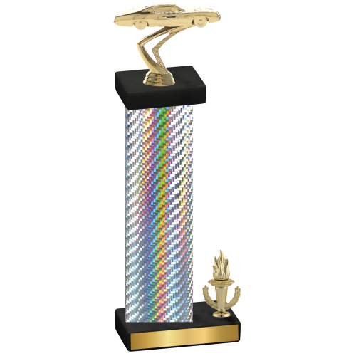 Accented Single Silver Carbon Fiber Victory Cars Trophy