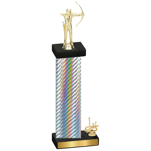 Accented Single Silver Carbon Fiber First Place Archery Trophy