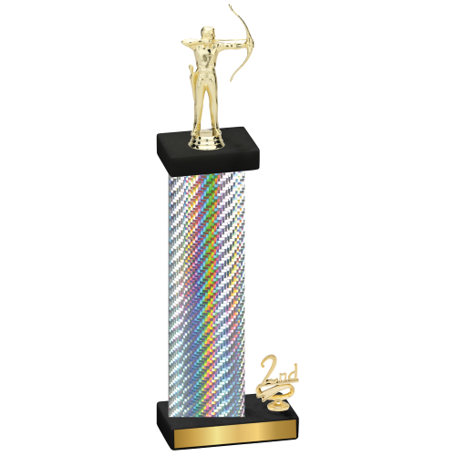 Accented Single Silver Carbon Fiber Second Place Archery Trophy