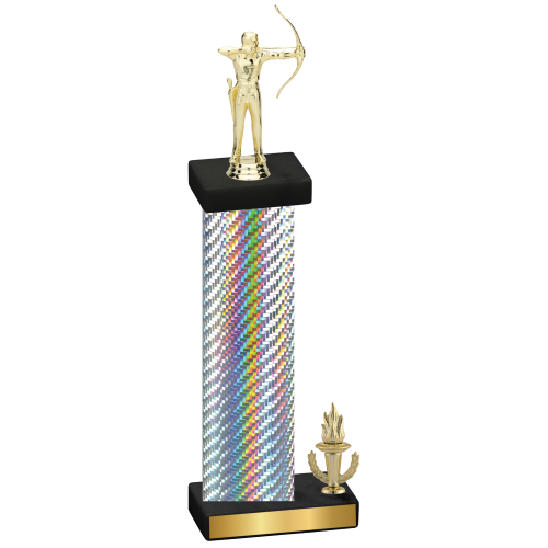 Accented Single Silver Carbon Fiber Victory Archery Trophy