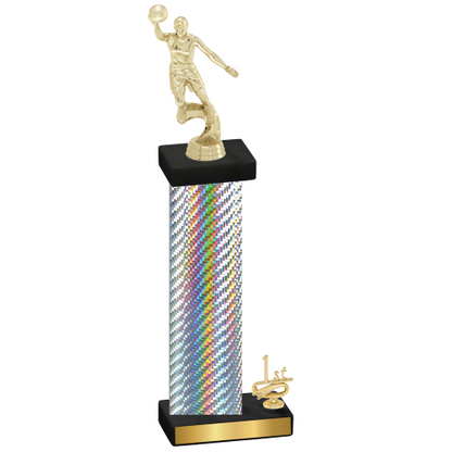 Accented Single Silver Carbon Fiber First Place Basketball Trophy