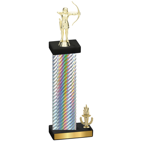 Accented Single Silver Carbon Fiber Victory Archery Trophy