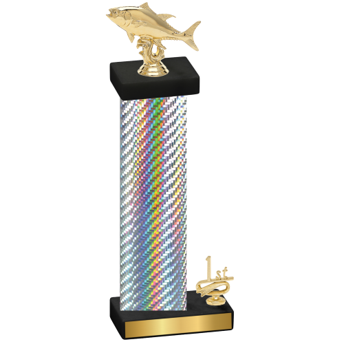 Accented Single Silver Carbon Fiber First Place Fishing Trophy