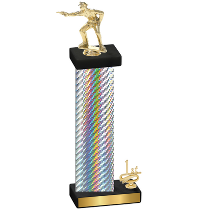 Accented Single Silver Carbon Fiber First Place Shooter Trophy