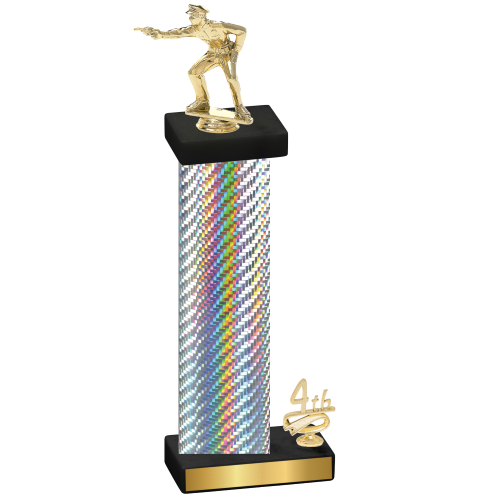 Accented Single Silver Carbon Fiber Fourth Place Shooter Trophy
