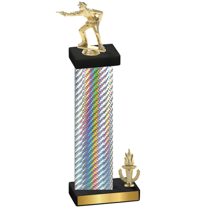 Accented Single Silver Carbon Fiber Victory Shooter Trophy