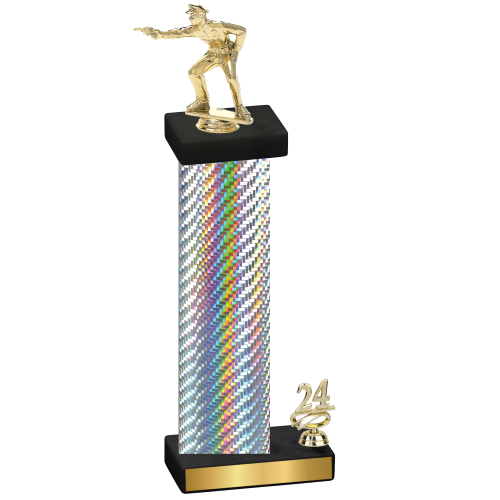 Accented Single Silver Carbon Fiber Year Shooter Trophy