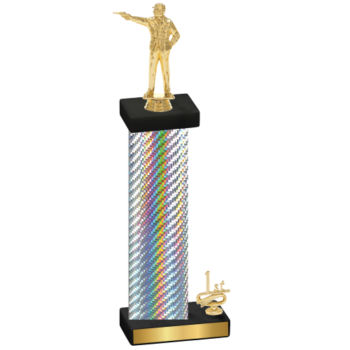 Accented Single Silver Carbon Fiber First Place Shooter Trophy