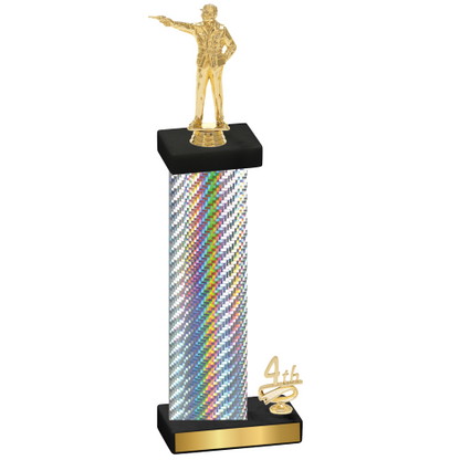 Accented Single Silver Carbon Fiber Fourth Place Shooter Trophy