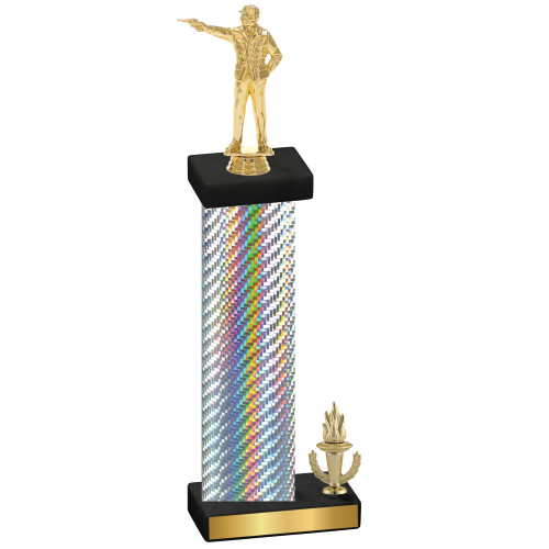 Accented Single Silver Carbon Fiber Victory Shooter Trophy