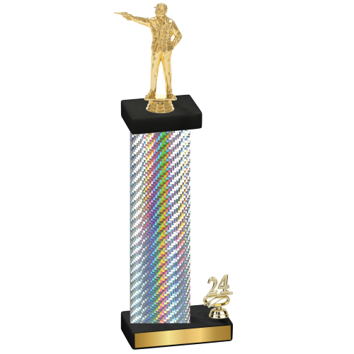 Accented Single Silver Carbon Fiber Year Shooter Trophy