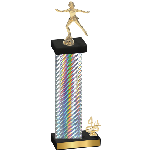 Accented Single Silver Carbon Fiber Fourth Place Skater Trophy