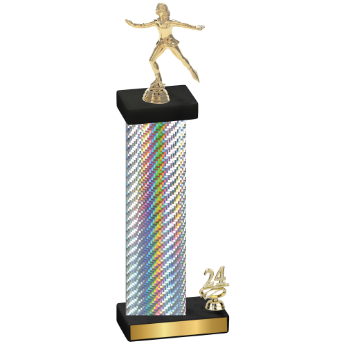 Accented Single Silver Carbon Fiber Year Skater Trophy