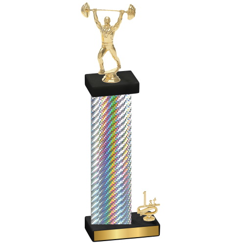 Accented Single Silver Carbon Fiber First Place Weights Trophy