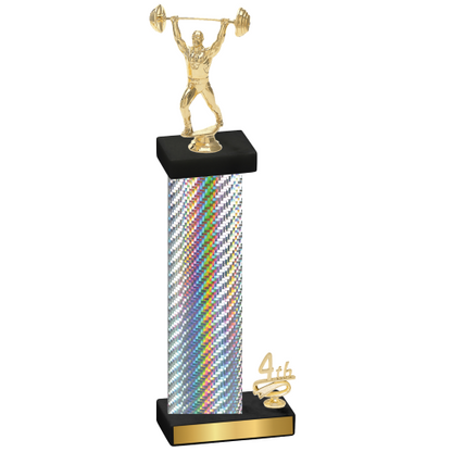 Accented Single Silver Carbon Fiber Fourth Place Weights Trophy