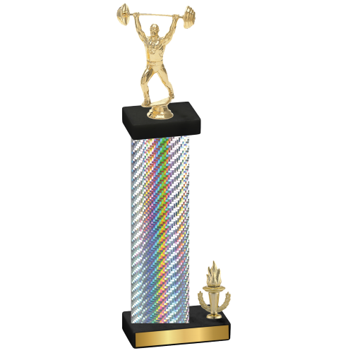 Accented Single Silver Carbon Fiber Victory Weights Trophy