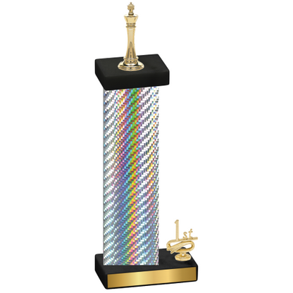 Accented Single Silver Carbon Fiber First Place Chess Trophy