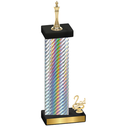 Accented Single Silver Carbon Fiber Second Place Chess Trophy