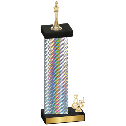 Accented Single Silver Carbon Fiber Third Place Chess Trophy