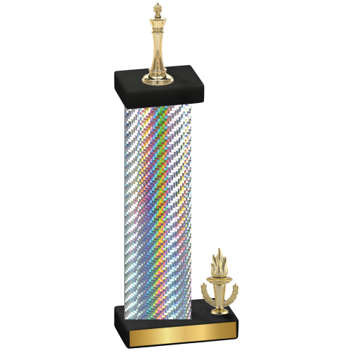 Accented Single Silver Carbon Fiber Victory Chess Trophy