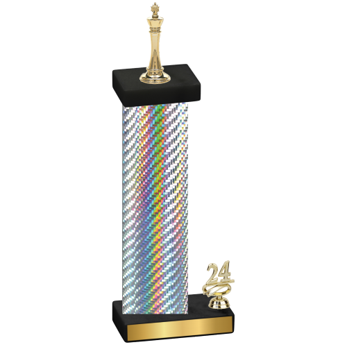 Accented Single Silver Carbon Fiber Year Chess Trophy