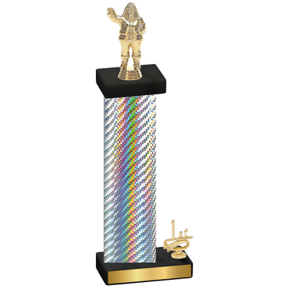 Accented Single Silver Carbon Fiber First Place Holiday Trophy