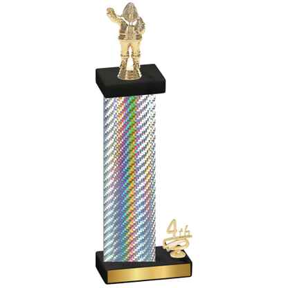 Accented Single Silver Carbon Fiber Fourth Place Holiday Trophy