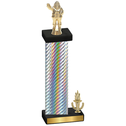 Accented Single Silver Carbon Fiber Victory Holiday Trophy