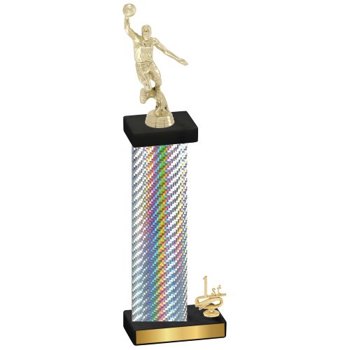 Accented Single Silver Carbon Fiber First Place Basketball Trophy