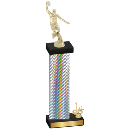 Accented Single Silver Carbon Fiber First Place Basketball Trophy