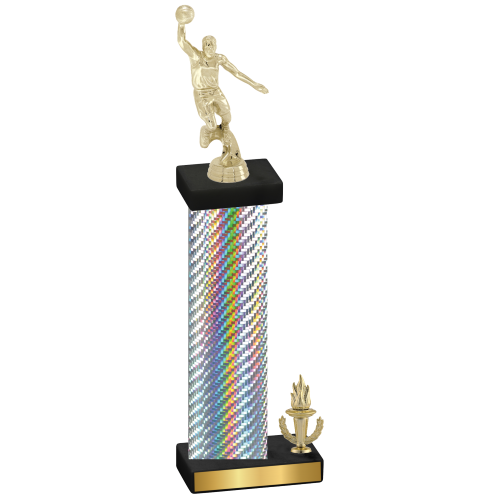 Accented Single Silver Carbon Fiber Victory Basketball Trophy